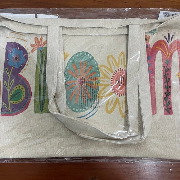 GANZ "BLOOM" Canvas Tote Bag ~ 18" x 12", New with Tags - Picture 2 of 4